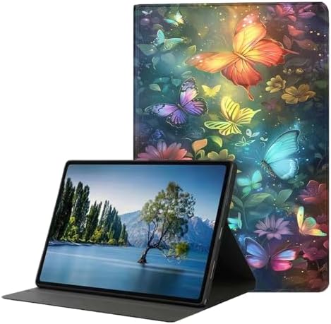 for Samsung Galaxy Tab E 9.6" Tablet Case 2015(SM-T560/T561/T565/T567),Premium Leather Folio Stand Auto Wake/Sleep,Multiple Viewing Stand,Colorful Butterflies Flowers