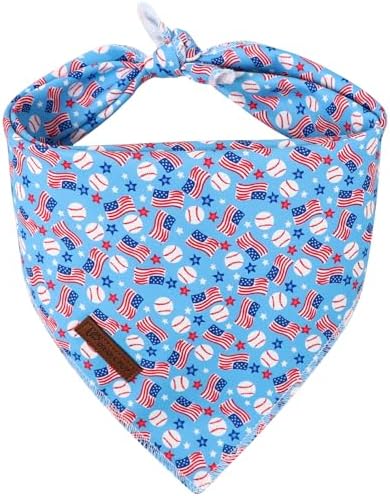 4th of July Dog Bandana, Patriotic Puppy Bandana for Small Medium Dog, Cotton American Flag Pet Triangle Bid Scarf Kerchief for Girl Boy Dogs or Cats