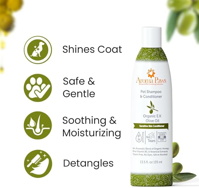 Dog Shampoo – Sensitive Skin Conditioner Formula, Oatmeal Free Skin Soother, Organic Olive Oil,13.5 Ounce,511