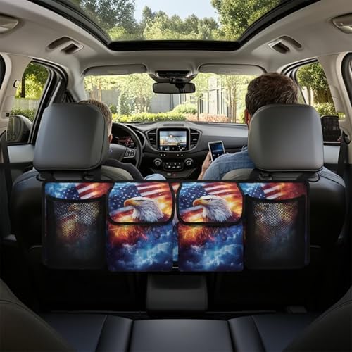Eagle American Flag Hanging Car Trunk Organizer Car Back Seat Storage Bag Auto Cargo Bag Collapsible Auto Interior Accessories for Sedans SUV Jeep Trucks MPV Van