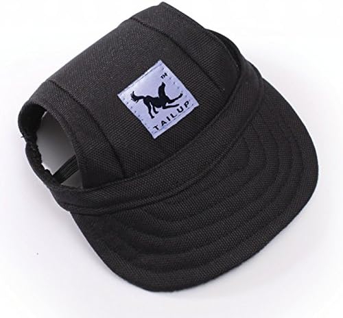 Leconpet Baseball Caps Hats with Neck Strap Adjustable Comfortable Ear Holes for Small Medium and Large Dogs in Outdoor Sun Protection (L, Black)