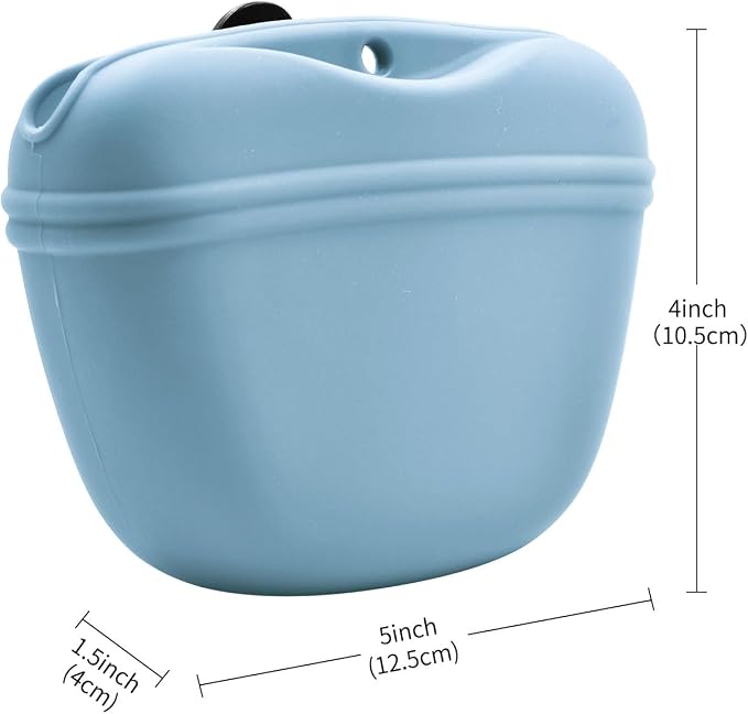 AUDWUD Silicone Dog Treat Pouch with Clicker Magnetic Closure Secure Clip | Upgraded clip keeps your treat pouch secure during training.Magnetic closure allows fast one hand access.Includes dog click