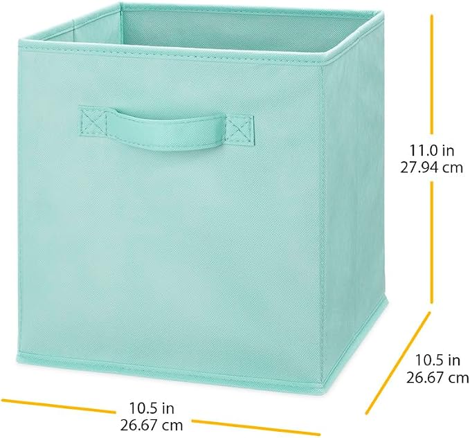 Whitmor Fabric Storage Cubes 2 Pack, Light Blue Closet Organizer Bins with Handles, 10.5 x 10.5 x 11 Inch Non-Woven Storage Baskets for Shelves, Closet, Nursery, Bedroom, Office