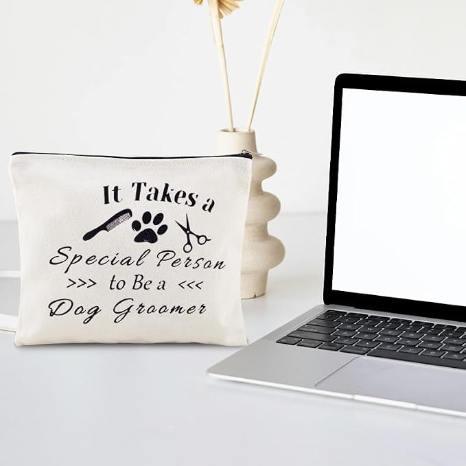 Sisadodo Dog Groomer Christmas Brithday Gifts for Women Men Dog Hairdresser Storage Bags for Dogs Groomers Canvas Cosmetic Makeup Bag Pouch Hair Stylist Travel Toiletry Bag with Zipper