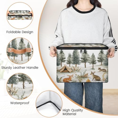 Squirrel Wildlife Storage Box with Zipper Lid | Collapsible, Fabric, Storage Bin, Handle, Large, Closet Organizer, Containers, Bedroom, Home, Forest Animals