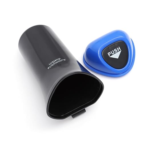 Portable Mini Car Trash Can with Leakproof Cover and Clip Space-Saving Vehicle Garbage Bin Organizer for Cars Suvs Trucks Multi-Functional Storage for Snacks Supplies Pet Food Blue