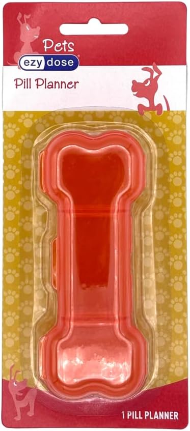 Ezy Dose Pets Dog Bone Pill Case, 3 Large Compartments, Orange | Medicine Planner, Vitamin Organizer Box for Dogs, Easy to Use, Transparent Lids, Convenient for Treats
