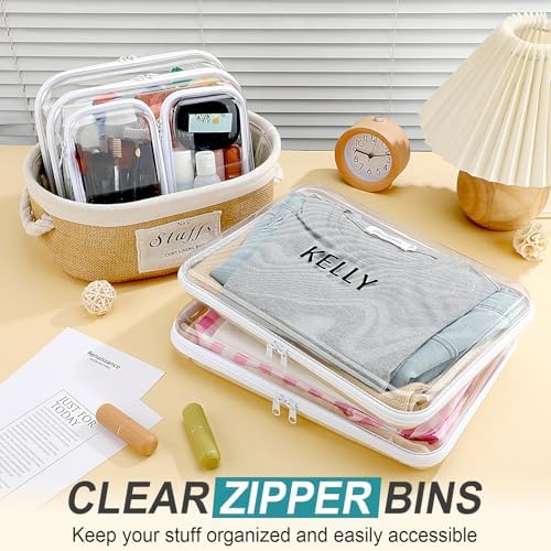 12 Pcs Clear Hard Zipper Case Back to School,3 Sizes