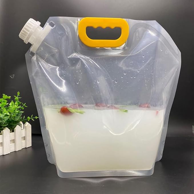 PRETYZOOM Transparent Beverage Bag Pa/Pet with Handle 4 Pack | Food Grade Plastic, with Cover, Disposable Design, for Beer, Soy Milk, Juice