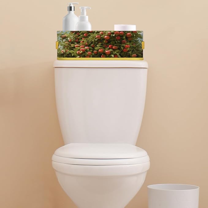 Orchard Apples Tree Bathroom Storage Basket, Foldable with Handle Open Countertop Paper Towel Decorative Box, Toilet Tank Top Shelf Baskets for Home Closet Bedroom Living Room Office