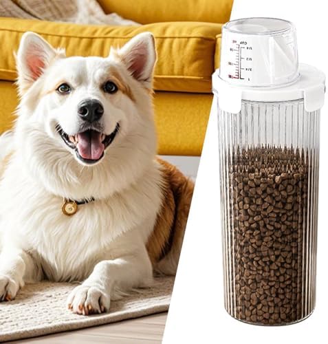 Dog Food Container Large Dog Containers for Food Storage | Airtight Large Capacity Organizer with Pour Spout Measuring Cup Treat Dispenser Holder for Snack Kitchen Accessories