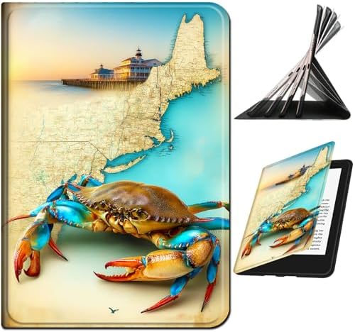 for Samsung Galaxy Tab A 10.1" 2016 SM-T580/T585/T587 Case | Slim Leather Smart Cover with Multi-Angle Anti-Slip Stand [Auto Wake/Sleep] Shell for Women Men - Map Crab
