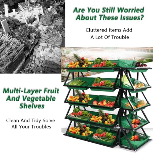 Store Display Rack Wall Mounted Storage Rack,Heavy-Duty Steel Fruit and Snack Display Stand, Multi-Tier Vegetable Rack for Grocery Stores, Convenience Stores, and Snack Shops