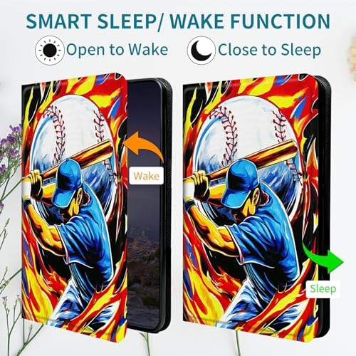 Case for Samsung Tab A11 8.7" 2025/Galaxy Tab A9 8.7" 2023, 360 Degree Rotating Stand with Multi-Angle Vertical & Horizontal Viewing Shockproof Protective Shell for Women Men, Baseball Man