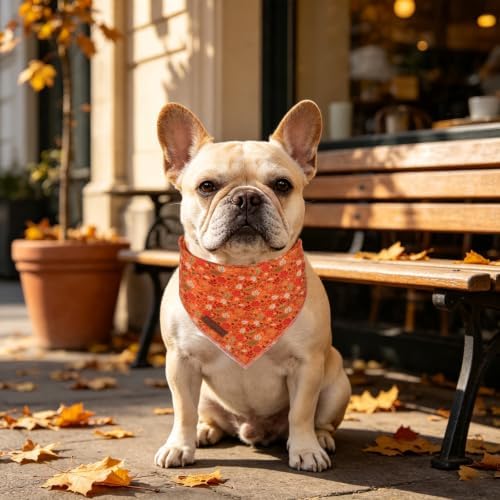 Fall Dog Bandana, Autumn Harvest Triangle Bid Scarf with Laeves Pattern, Cotton Pet Kerchief for Girl Boy Dogs or Cats, Cute Puppy Bandana Fancy for Dogs