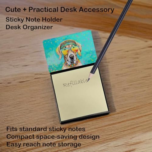 Caroline's Treasures Weimaraner Hippie Dawg Sticky Note Holder Refillable Dispenser Self-Sticky Note Pads, Memo Pads Blank Desk Accessories