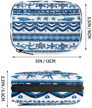 Travel Pill Organizer Nautical Turtle Whale Stripe Small Pill Case