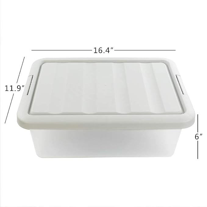 Wekioger 14 Quart Versatile Storage Organizer Bins with White Lids, 2 Packs