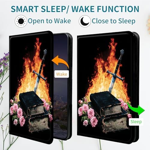 Case for Samsung Galaxy Tab S8 2022/S7 2020 11 Inch, 360 Degree Rotating Stand with Multi-Angle Vertical & Horizontal Viewing Shockproof Protective Shell for Women Men, Flame Book Rose