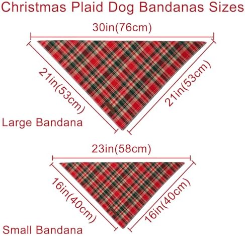 Christmas Plaid Dog Bandana–Red and Green Checked Triangle Scarf for Small Medium Large Dogs, Soft Cotton Pet Bib for Winter & New Year, Adjustable Dog Kerchief