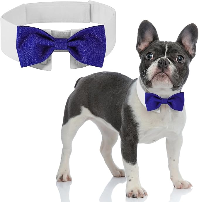 Elegant Dog Bow Tie - Cute Tuxedo Bowtie with Adjustable White Collar for Formal Pets - Perfect for Valentines, Weddings, and Birthdays