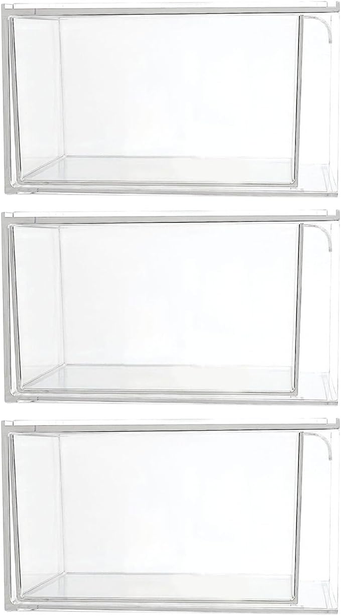 4pcs Stackable Storage Drawers for Makeup Palettes and Accessories, Pet Plastic Organizer with Handles and Removable Dividers, Modular Design for Vanity Countertop and Home Use