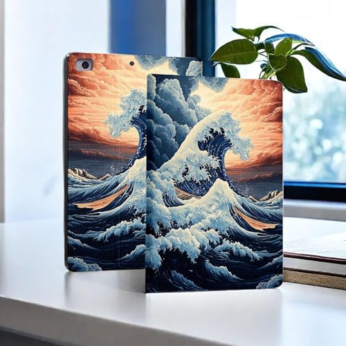 for Microsoft Surface Pro X/Pro X Plus-13 2019/2020/2021/2024 Tablet Case,Auto Wake/Sleep,Adjustable Stand Protective Cover - Wave Art