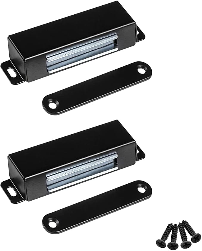 WOOCH Magnetic Door Catch - 50lb High Magnetic Stainless Steel Heavy Duty Catch for Kitchen Bathroom Cupboard Wardrobe Closet Closures Cabinet Door Drawer Latch (Black, 2-Pack)