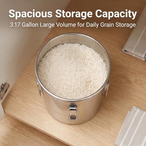 304 Stainless Steel Airtight Canister w/Lid(12L/3.17Gal)