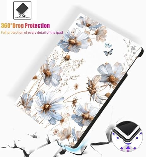 for Microsoft Surface Pro 11/10/9-13" 2024/2022 Tablet Case,Auto Wake/Sleep,Adjustable Stand Protective Cover - Blue Flower