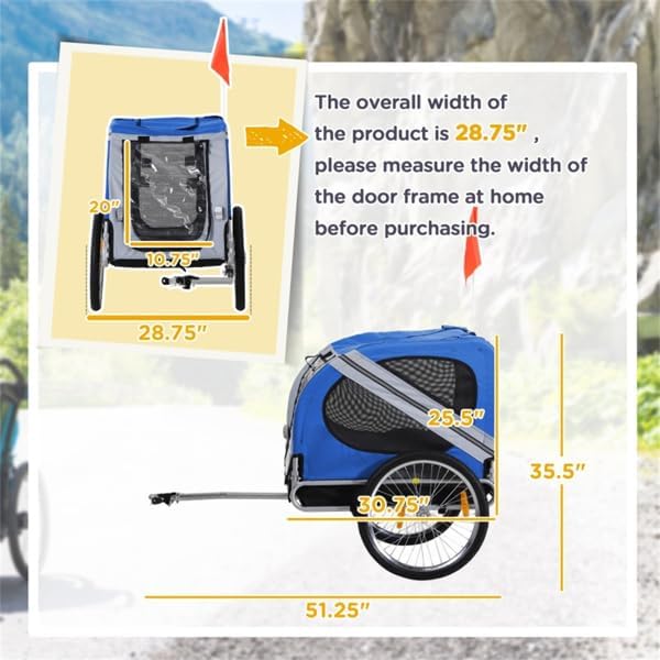 Dog Bike Trailer Pet Bicycle Cart 44 lbs Capacity Blue