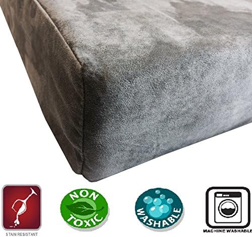 Dogbed4less Premium HeadRest Orthopedic Cool Memory Foam Dog Bed for Extra Large Dogs, Waterproof Lining and Grey Suede Cover, Jumbo 55X47 Inch
