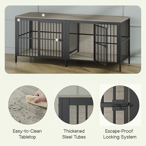 Pet Dog Poultry Cage, Outdoor Chicken and Livestock Cage, Hamster | 3-in-1 furniture: dog crate, TV stand, side table. Heavy-duty steel & particleboard. 150LBS top/bottom load. Escape-proo