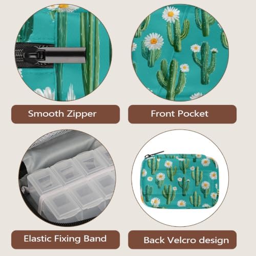 Travel Pill Organizer Cactus Daisy Flower Small Pill Case