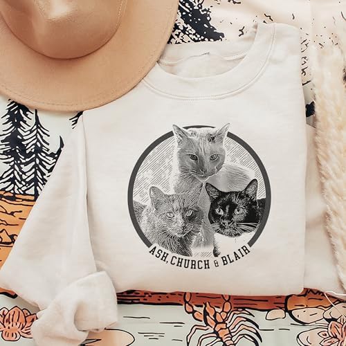 Chillever Personalized Dog Potrait Hoodie, Custom Photo Dog Mom Shirt, Sweatshirt, Gift for Dogs Cat Lovers