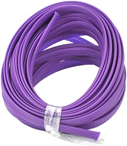 Bettomshin 1Pc 32.8Ft(10m) Cable Management Sleeve, 3/8"(10mm) Width PET Purple Cord Protector, Wire Loom Tube Insulated Split Sleeving for USB Cable Power Cord Organizer Video Cable Hider