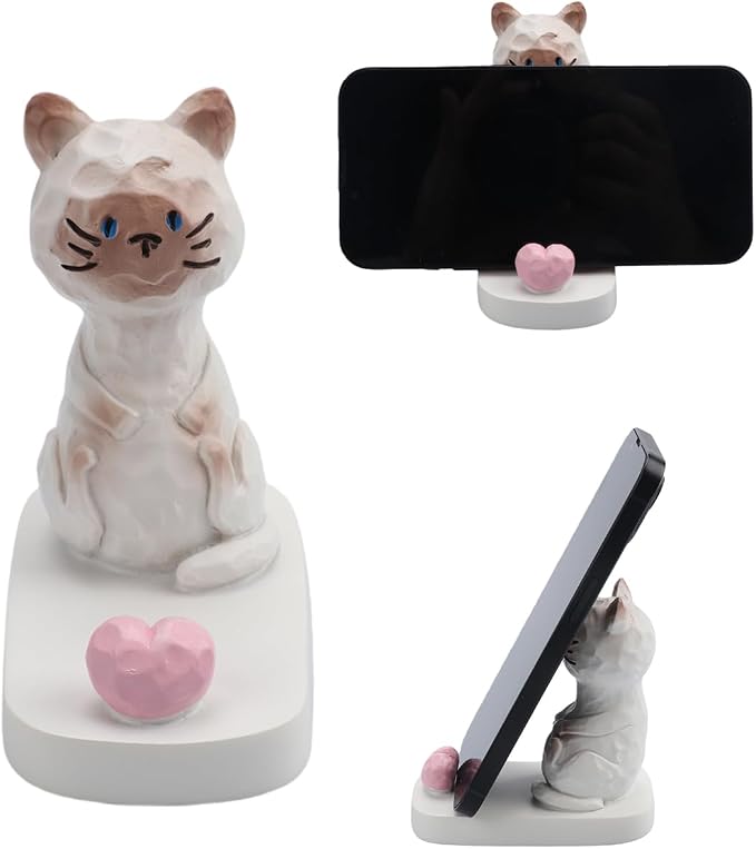 Cute Kitten Phone Stand Adorable Sitting Cat Phone Holder Cartoon Animal Mobile Holder Tablet Stand Cat Desk Ornament