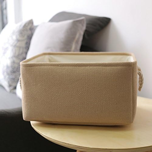 Large Storage Basket - Fabric Storage Baskets for Organizing Shelves, Collapsible Storage Bin Organizer for Closet Bookself Laundry Dog Toy Home Organization, Decorative Beige Basket Gift