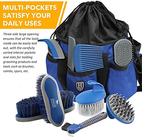 Harrison Howard Premium Horse Grooming Organizer Bag Horse Grooming Tote Bag-Champion Blue