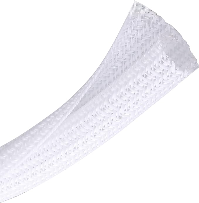 Cable Management Sleeve, Split Design, 25FT - 1/4 Inch, White | Cord Protectors from Pets | Heat & Abrasion Resistant Wire Loom | Automotive Wiring & Home Office Cable Organization