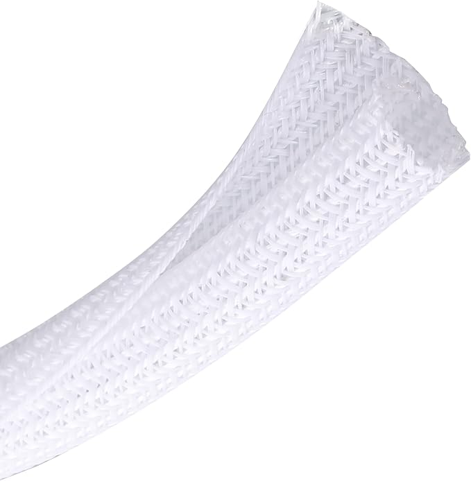 Cable Management Sleeve, Split Design, 25FT - 1/2 Inch, White | Cord Protectors from Pets | Heat & Abrasion Resistant Wire Loom | Automotive Wiring & Home Office Cable Organization