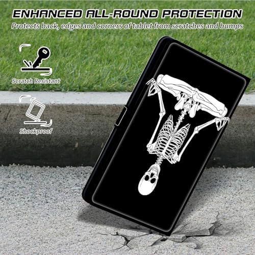 Universal Tablet Case for T-Mobile Revvl Tab 2 10.1" 2025/Revvl Tab 5G 10.36" 2023, 360 Degree Rotating Kickstand Protective Stand PU Leather Shell Cover for 9"-10.5", Sitting Skull