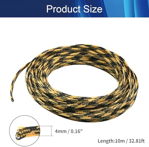 Jutagoss PET Expandable Braided Cable Sleeve, 32.8ft - 3/16 inch Black Yellow Cable Management Sleeve, Wire Loom Tube Cord Protector for USB Cable, Power Cord, Audio Video and More, 1Pc