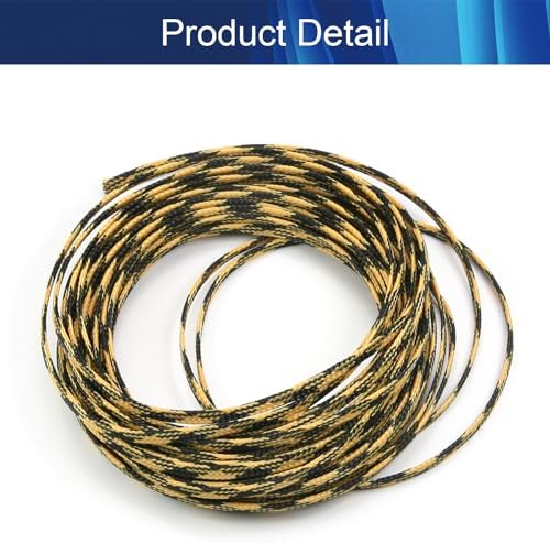Jutagoss PET Expandable Braided Cable Sleeve, 32.8ft - 3/16 inch Black Yellow Cable Management Sleeve, Wire Loom Tube Cord Protector for USB Cable, Power Cord, Audio Video and More, 1Pc