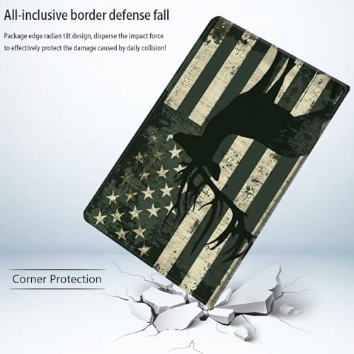 Bxgolkgd Tablet Case for Samsung Galaxy Tab S6 10.5 Inch 2019,Shockproof Stand Cover with Heat Dissipation,Auto Wake/Sleep Function,American Flag Deer