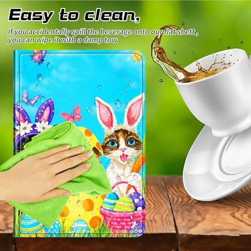Universal Tablet Case for T-Mobile Revvl Tab 2 10.1" Model:9185W 2025/Revvl Tab 5G 10.36" 2023, 360 Degree Rotating Kickstand Protective Stand Leather Shell Cover for 9"-10.5", Rabbit Cat