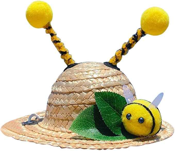 IMIKEYA Decorative Pet Straw Hat Summer Cat Hat Headwear Insect Pattern M Size Kitten Photo Props