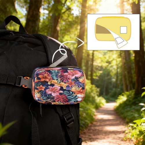 Travel Pill Organizer Navy Tropical Flower Small Pill Case