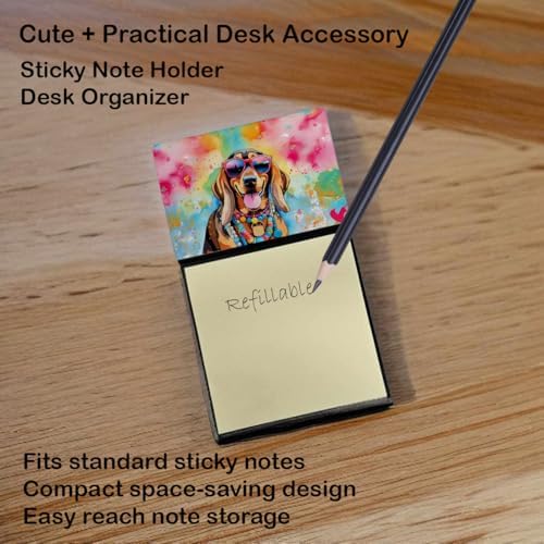 Caroline's Treasures Doberman Pinscher Hippie Dawg Sticky Note Holder Refillable Dispenser Self-Sticky Note Pads, Memo Pads Blank Desk Accessories