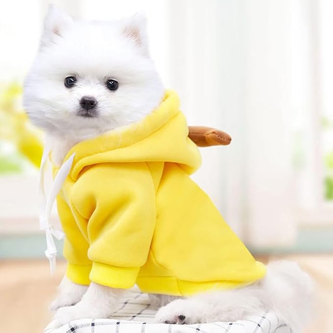 Pet Clothing Dog Transformation Shaped Hoodie (Yellow Banana,2XL) | Autumn and Winter Warm Small Large Dog Method Dou Cat Clothes For French Bulldog Chihuahua Pug Boston Terrier Dachshund